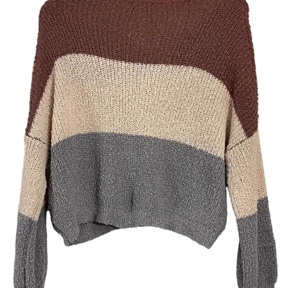 Debut Sz S Small Oversized Colorblock Knitted Cropped Sweater Soft - Picture 2 of 4